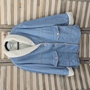 Denim Shearling Coat with White Sherpa | Z Studio | 1X